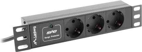 Lanberg PDU Steckdosenleiste 10 1U 3x Schuko 2m schwarz - PDU-03F-0200-BK