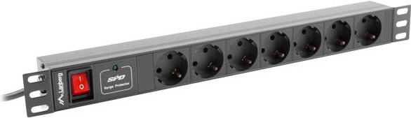 Lanberg PDU Steckdosenleiste 19 1U 7x Schuko C14 2m schw. - PDU-07F-0200-IEC-BK