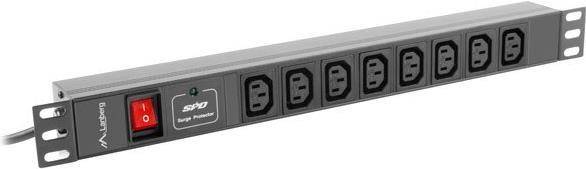 Lanberg PDU Steckdosenleiste 19 1U 8x IEC C13 C20 2m schw. - PDU-08I-0200-C20-BK