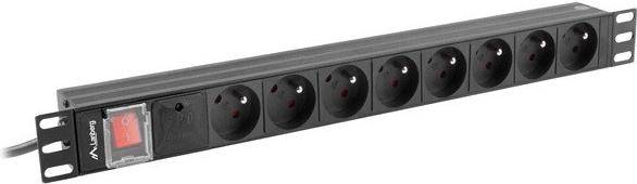 Lanberg PDU Steckdosenleiste 19 1U 7x Schuko SPD-3MP 2m - PDU-PRO-07F-0200-BK