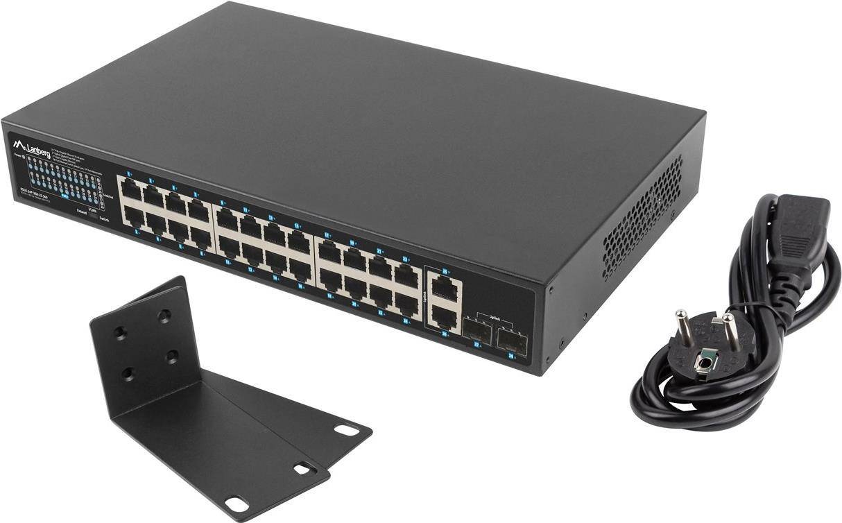 Lanberg Switch 24X 1GB DSP+/2X GB 2X SFP Rack 19 Gigabit Et - RSGE-24P-2GE-2S-360