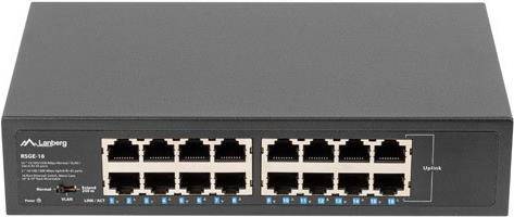 Lanberg Switch 16X 1GB Gigabit Ethernet Rack 10/19 - RSGE-16