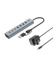 CONCEPTRONIC USB-Hub 7-Port 3.2/C->4x3.0 3xUSB-C m.Netz. gr - HUBBIES20GP