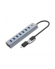 CONCEPTRONIC USB-Hub 7-Port 3.0/C->7x3.0 +TypC 5Gbps o.Nz gr - HUBBIES21G