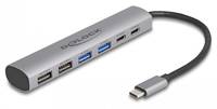 DELOCK 6 Port USB Hub mit 4x USB-A und 2x USB-C Buchse - 64232