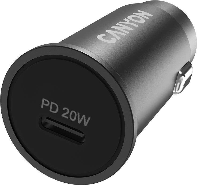 Canyon Car Charger 1Port 1xUSB-C 20W PD black retail - CNS-CCA20B