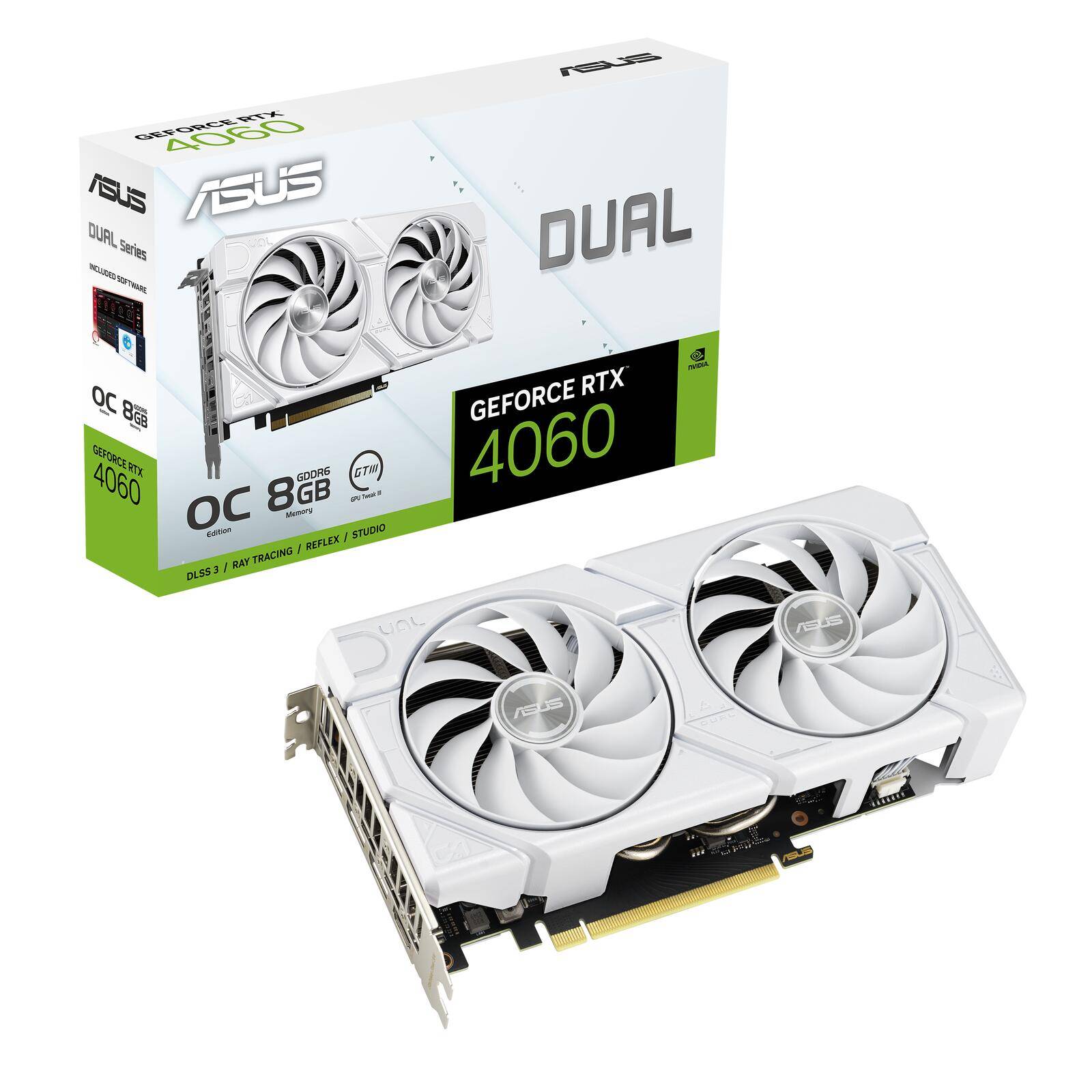 ASUS DUAL-RTX4060-O8G-EVO-WHITE 8GB GDDR6 HDMI DP - 90YV0JCB-M0NA00