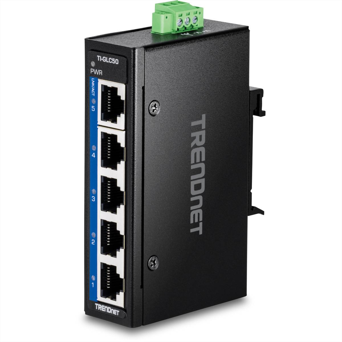 TRENDnet 5-Port Industrial Gigabit DIN-Rail Mini Switch - TI-GLC50