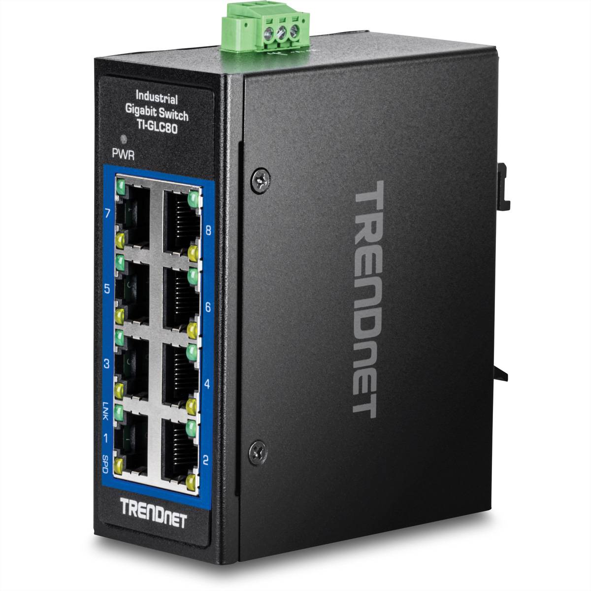 TRENDnet 8-Port Industrial Gigabit DIN-Rail Mini Switch - TI-GLC80