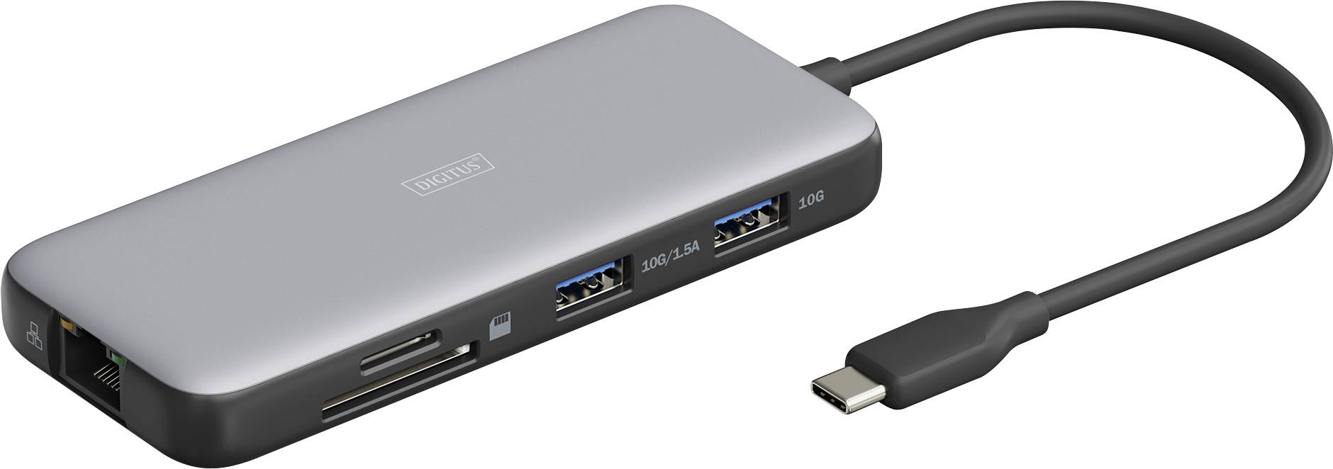 DIGITUS Docking USB-C->HDMI,USB3.0,RJ45,SD,MicroSD,CPD Alu s - DA-70915