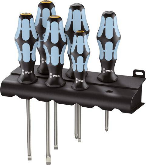 Wera 3334/3355/6 Schraubendrehersatz, Edelstahl + Rack - 05032061001