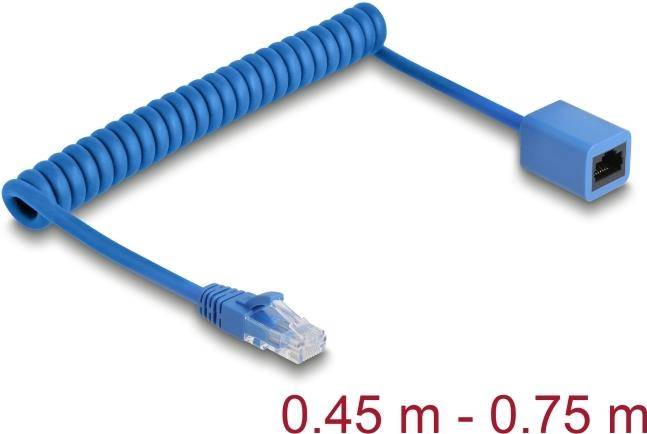 DELOCK RJ45Spiralkabel Stecker zu Buchse Cat.6UTP 0,45-0,75m - 90364