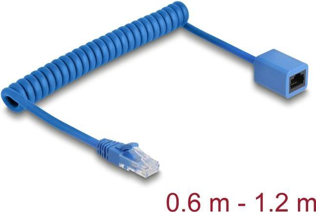 DELOCK RJ45 Spiralkabel Stecker zu Buchse Cat.6 UTP 0,6-1,2m - 90365