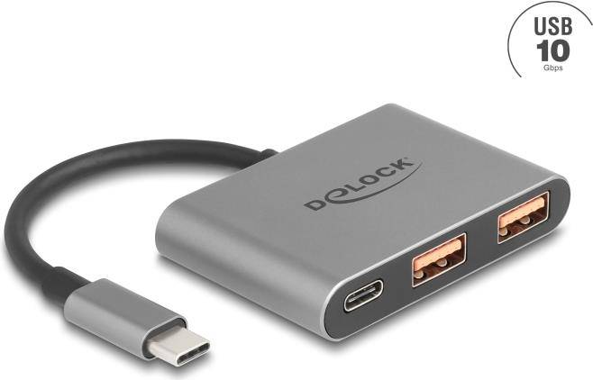 DELOCK 3 Port USB Hub 10 Gbps mit USB Type-C zu 1 x USB 64337 (BILD1)