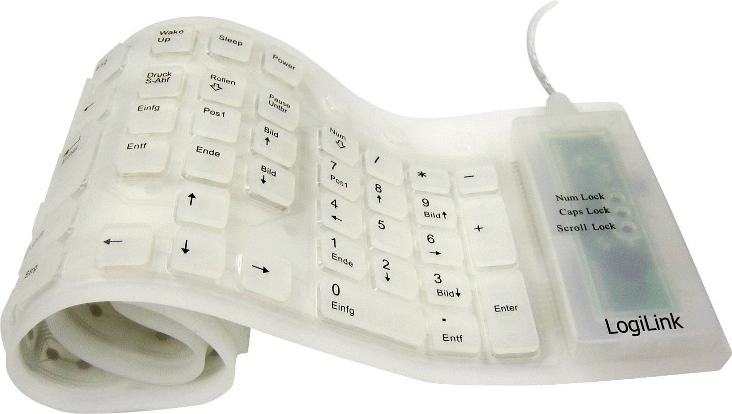 Logilink Tastatur USB / PS/2 Flexibel Wasserfest weiß, ID0018A (BILD1)