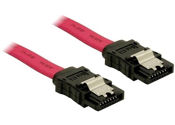 DELOCK SATA-Kabel SATA -> SATA St/St 0.50m rot Clips