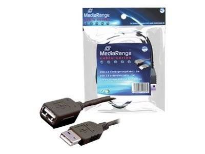 MediaRange Verlängerungskabel USB 2.0 A->A St/Bu 3m schwarz - MRCS111