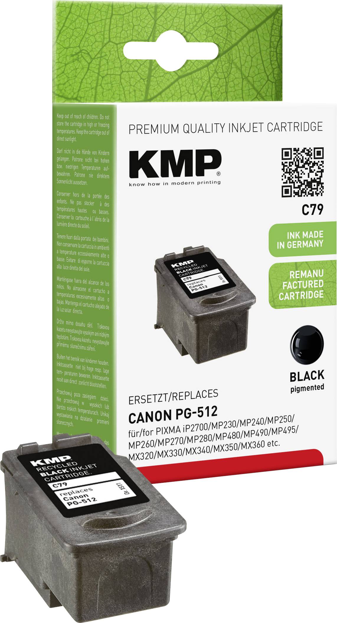 KMP Patrone Canon PG512 black 420 S. C79 refilled - 1511,4051