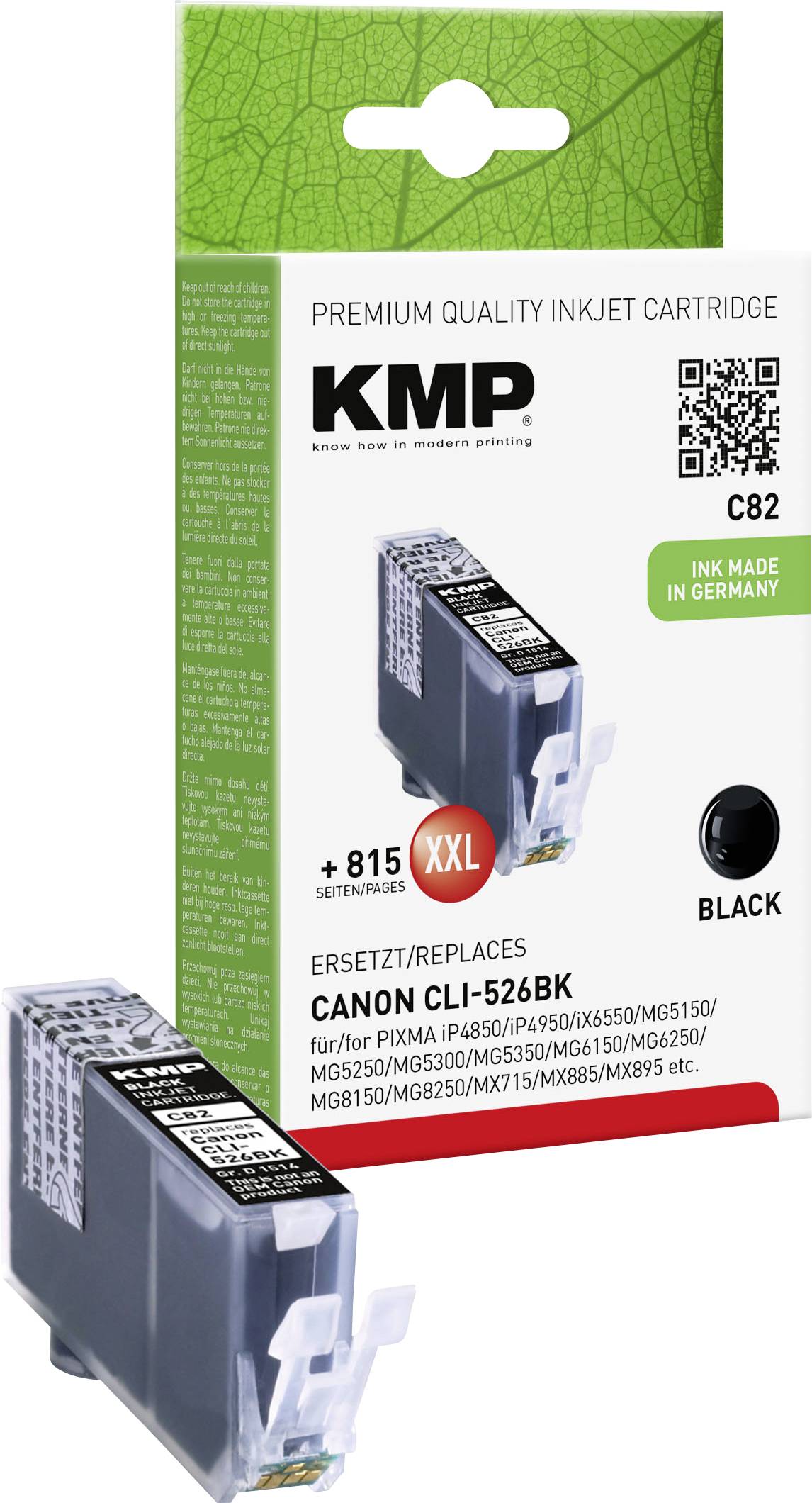 KMP Patrone Canon CLI526BK black 3005 S. C82 kompatibel