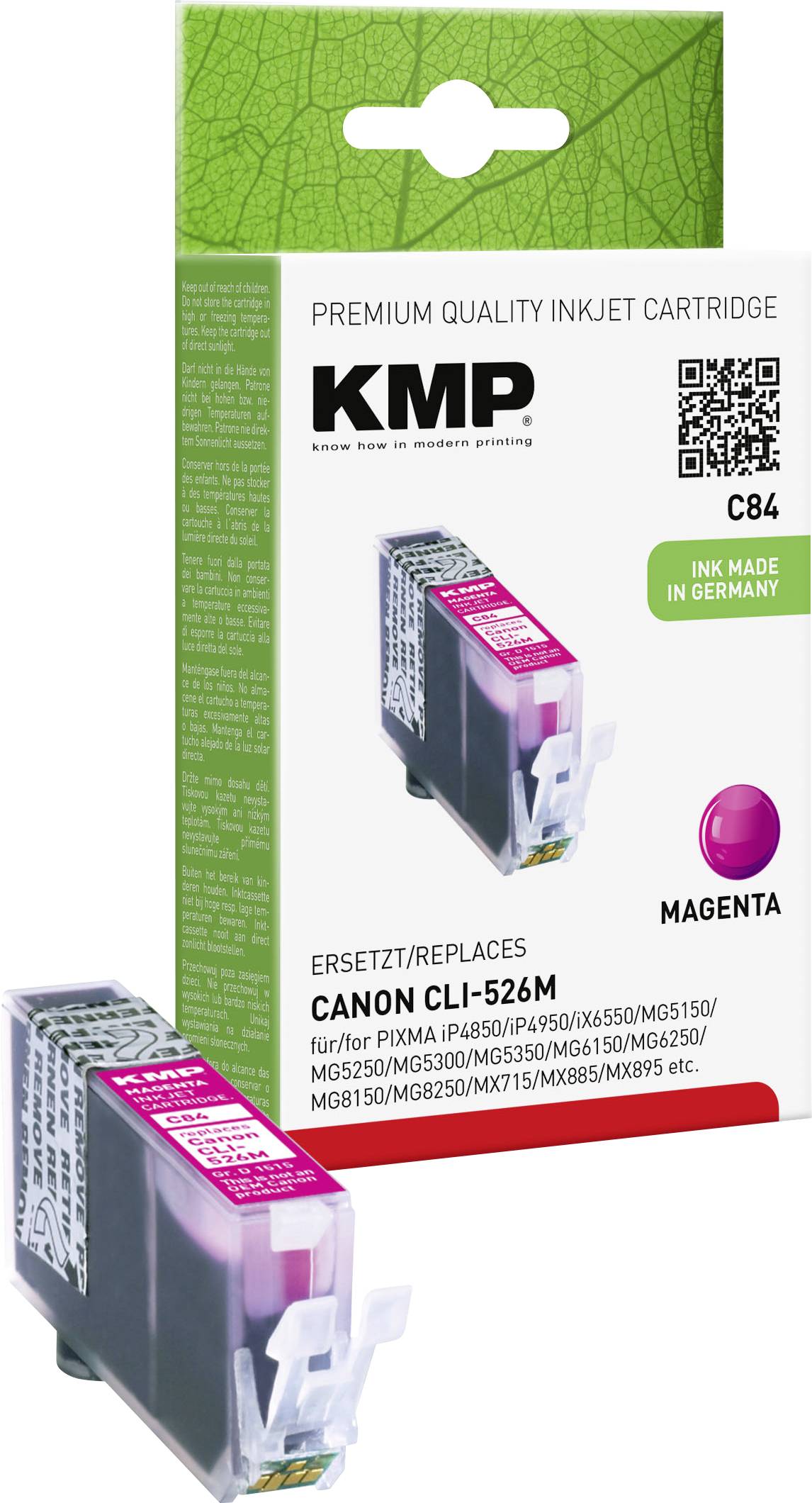 KMP Patrone Canon CLI526M magenta 450 S. C84 kompatibel