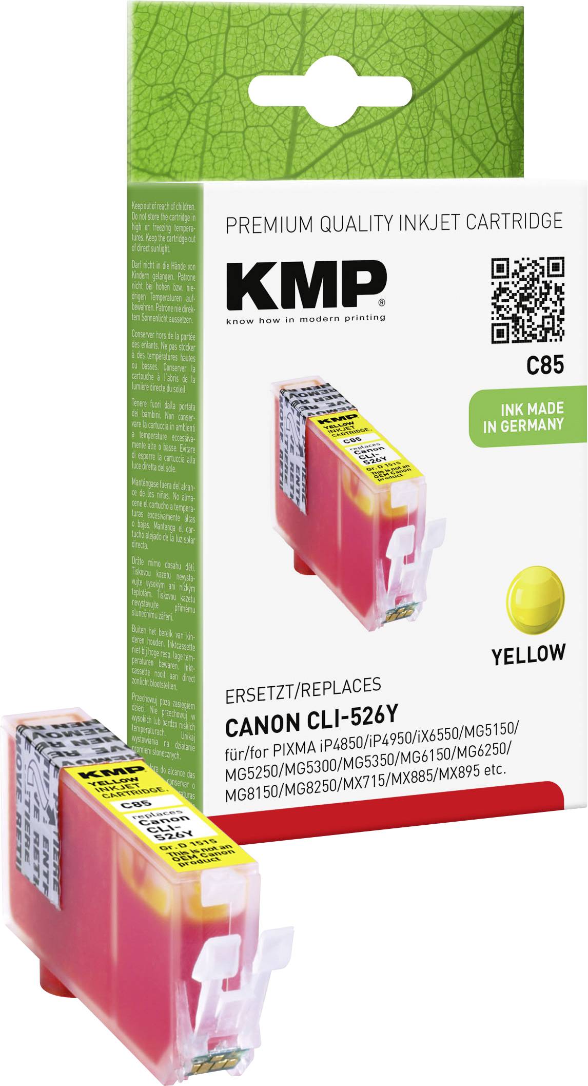 KMP Patrone Canon CLI526Y yellow 450 S. C85 kompatibel