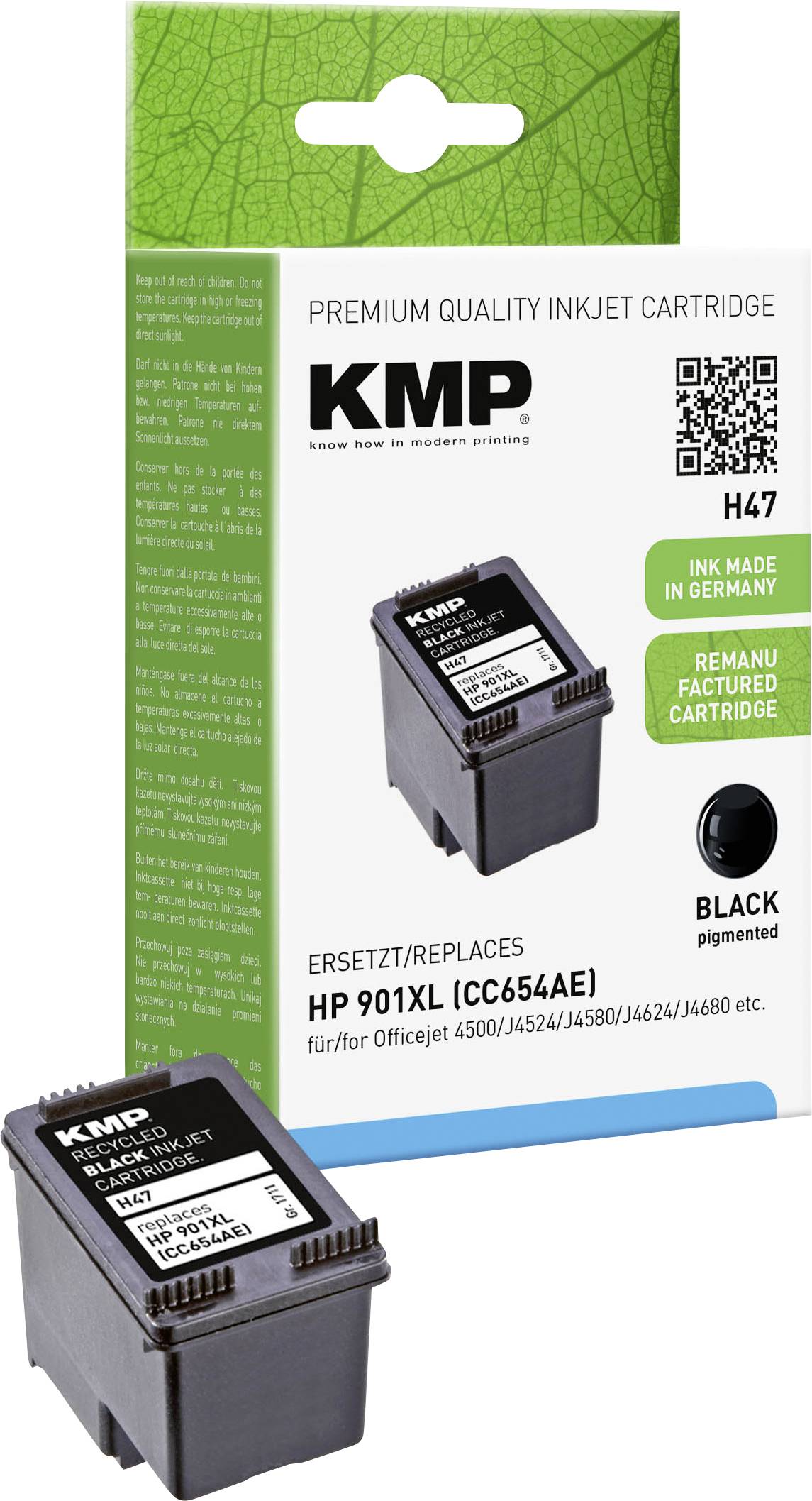 KMP Patrone HP CC654AE Nr.901XL black 700 S. H47 refilled