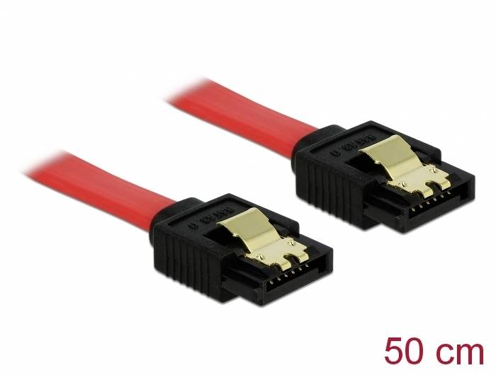 DELOCK SATA-Kabel SATA III -> SATA St/St 0.50m rot Clips