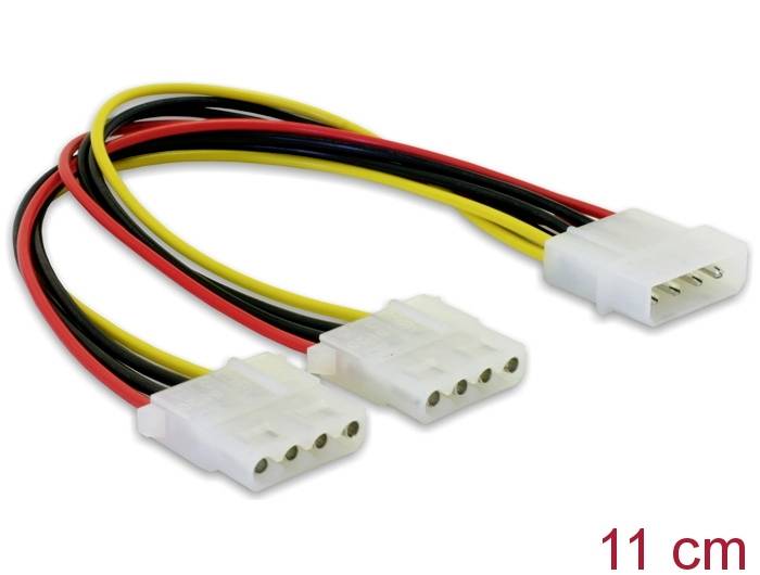 DELOCK Stromkabel Molex 4pin -> 2x Molex 4pin St/Bu/Bu - 82100