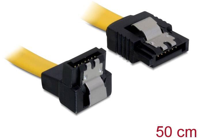 DELOCK SATA-Kabel SATA -> SATA down St/St 0.50m gelb Clips