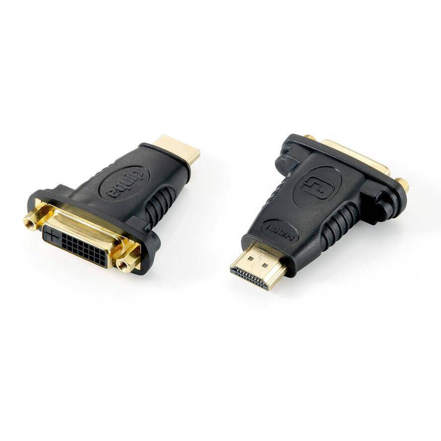 Equip HDMI Adapter A-DVI(24+1) St/Bu 1920x1080/60HZ sw Polybeutel - 118909